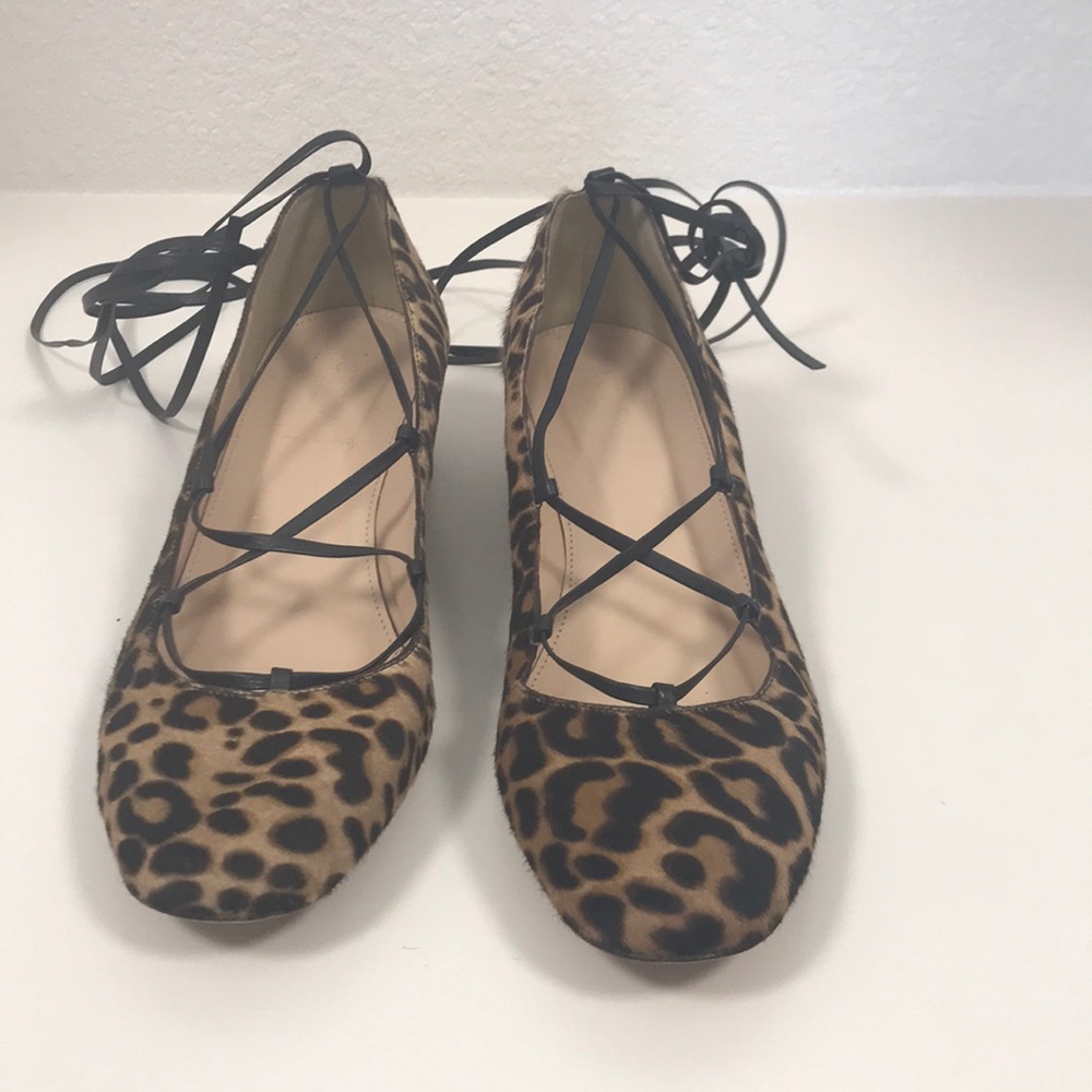 J Crew lace up leopard heels.  Size 9.